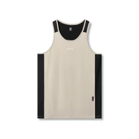 0809. Supima® Mesh Panel Training Singlet  - Sand Smoke