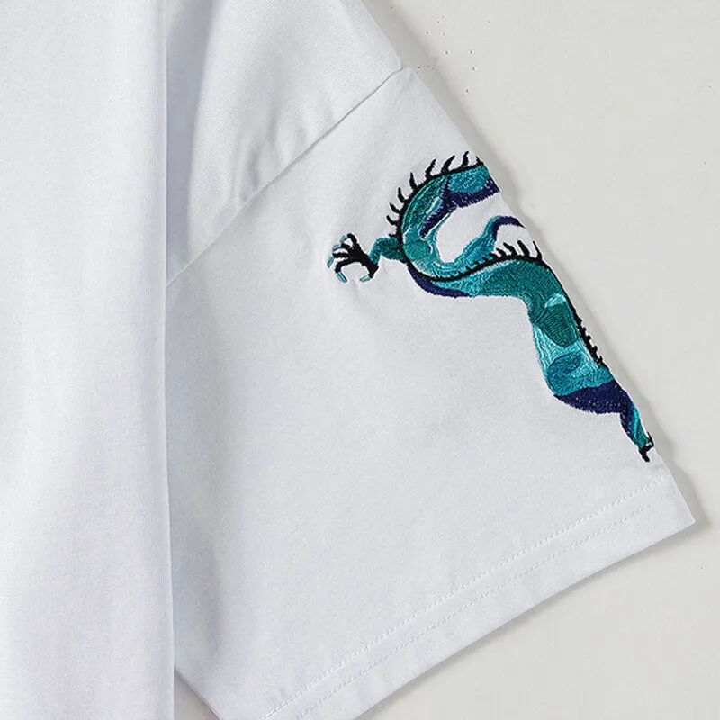 2023 New Arrival Top Summer Embroidery Large Loose Cotton T-shirt O-neck Casual T Shirt Brand Clothing Tshirt Homme