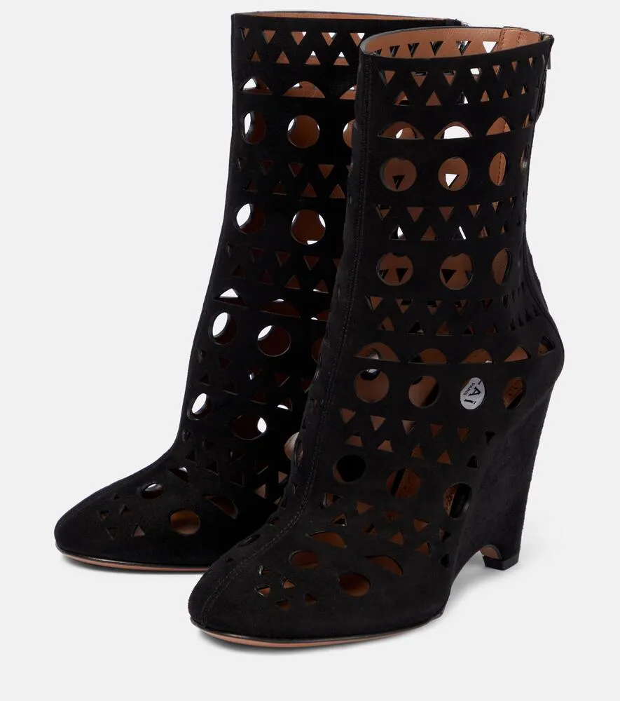 Alaia Vienne suede wedge ankle boots