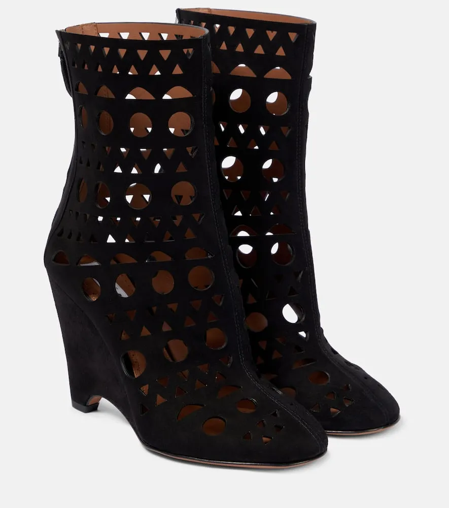 Alaia Vienne suede wedge ankle boots