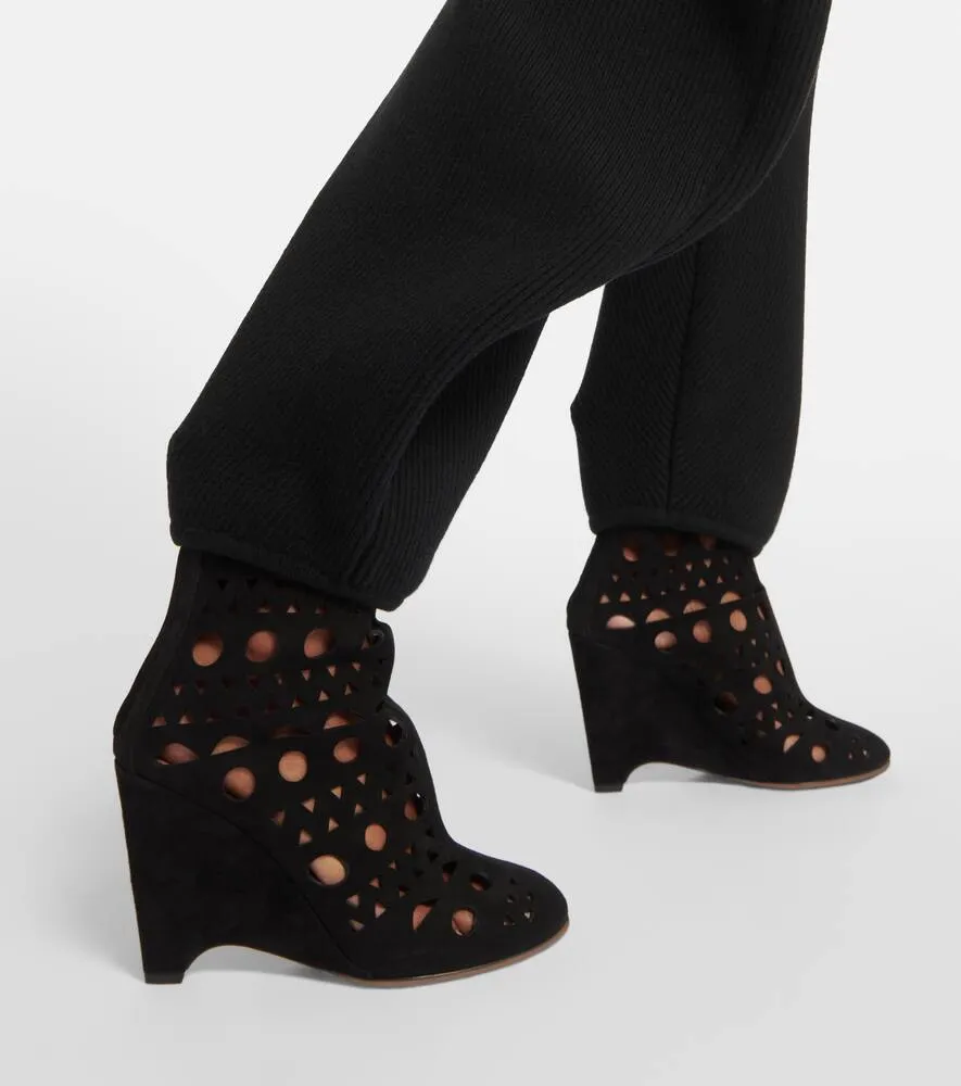 Alaia Vienne suede wedge ankle boots