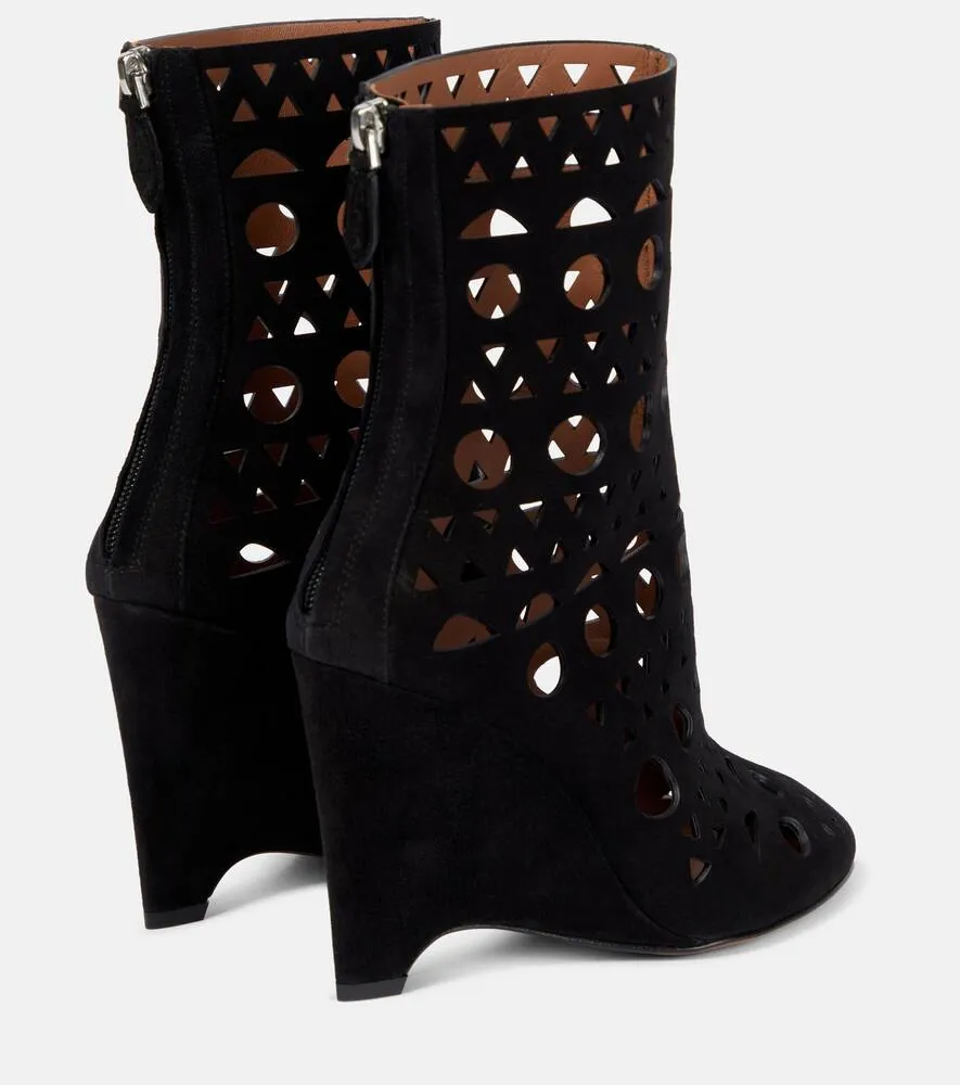 Alaia Vienne suede wedge ankle boots