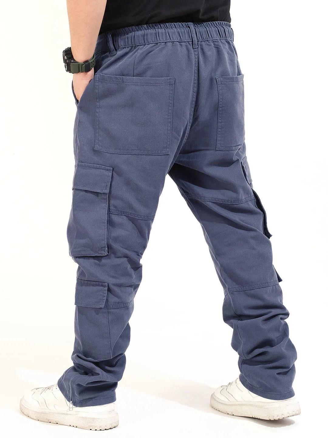 Ash Grey Cotton Drill 8 pocket Baggy Fit Cargo