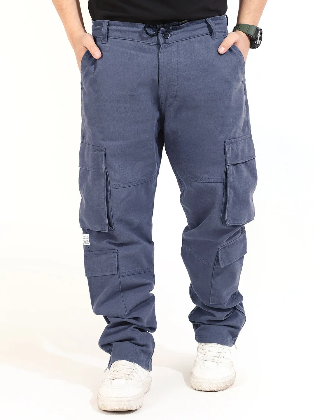 Ash Grey Cotton Drill 8 pocket Baggy Fit Cargo