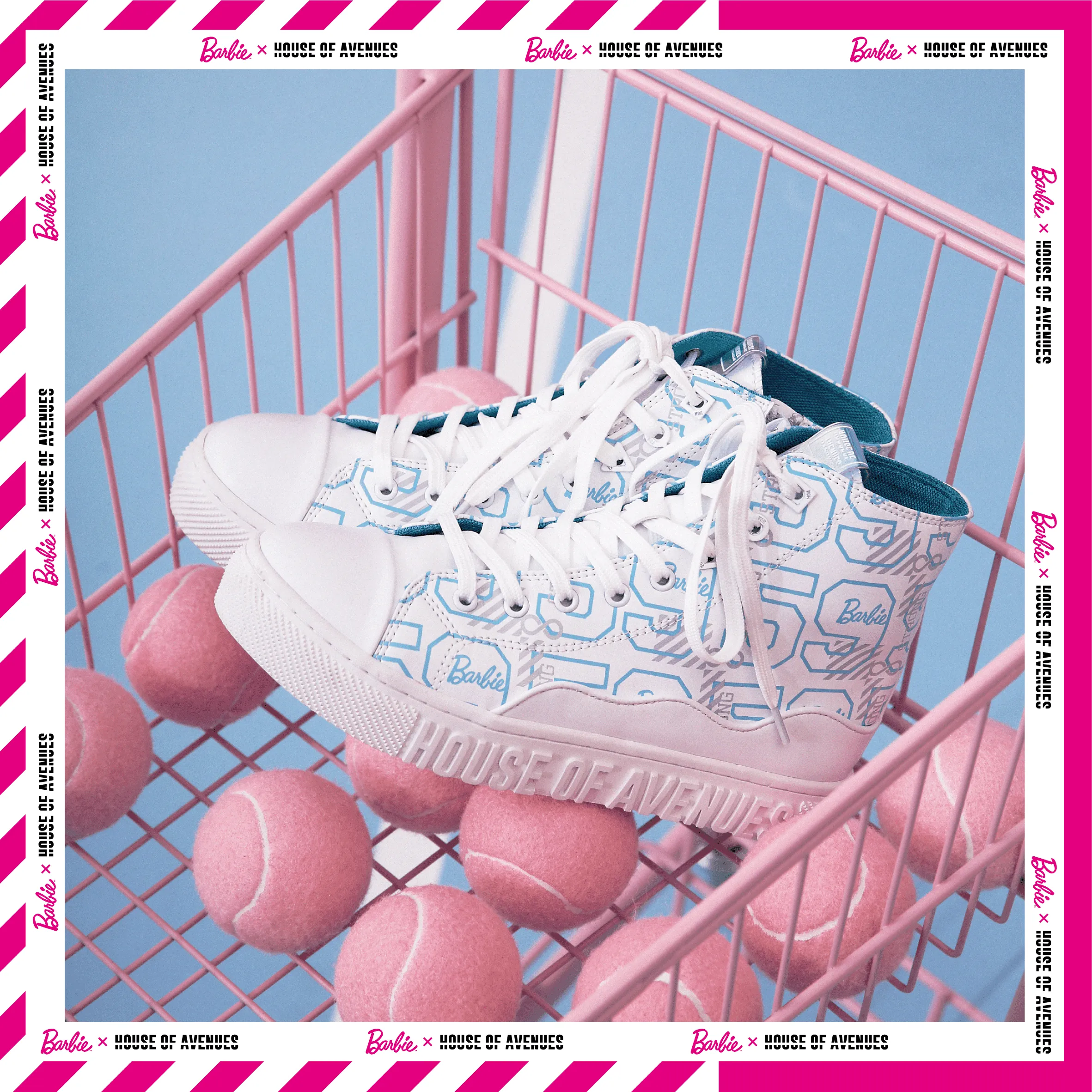 Barbie x House Of Avenues Ladies High Top Sneaker 5529 White