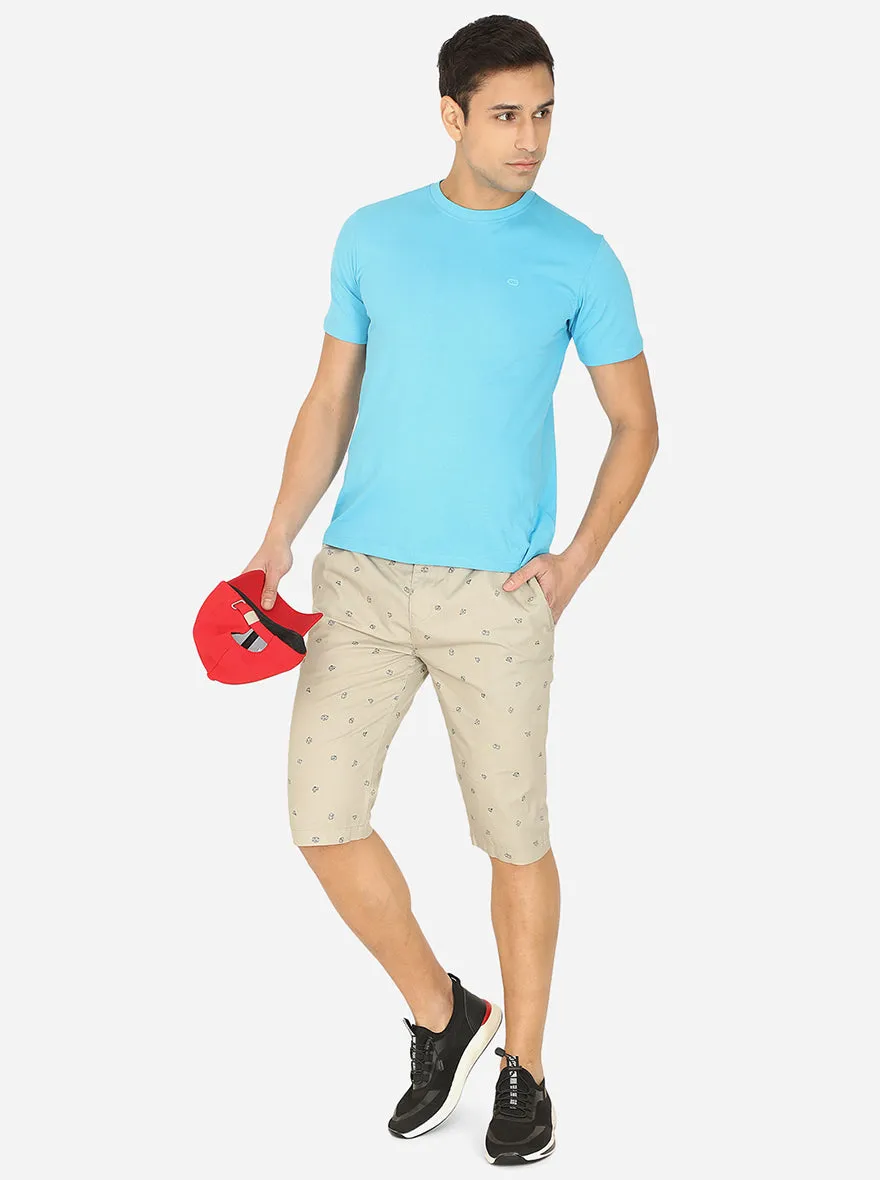 Beige Printed Regular Fit Capri | JadeBlue