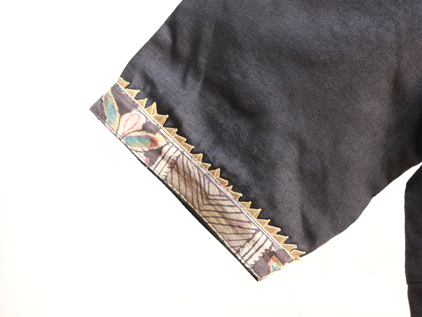 Black brocade, Kalamkari blouse