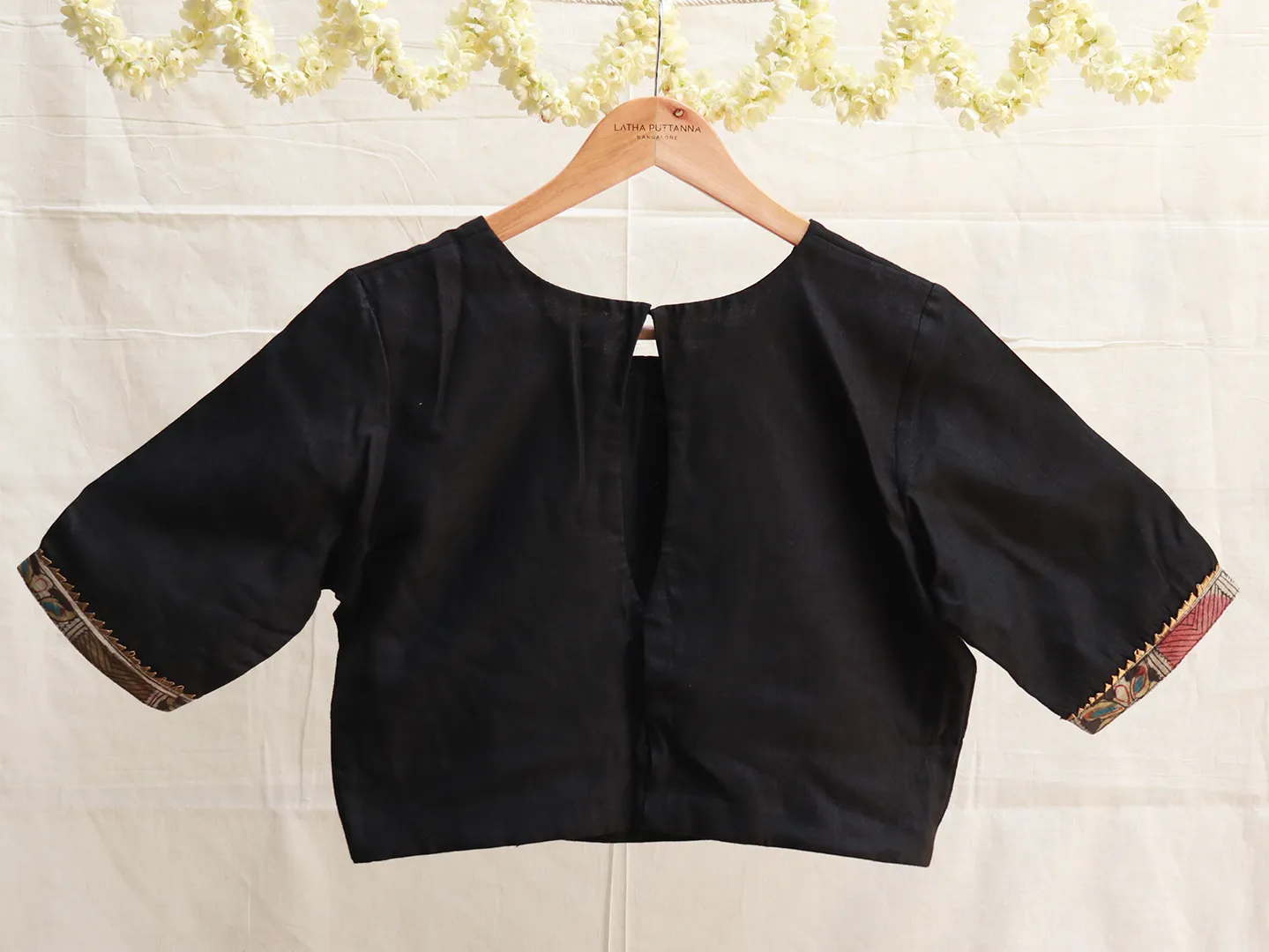 Black brocade, Kalamkari blouse