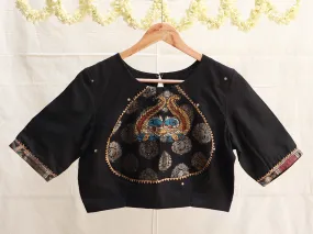 Black brocade, Kalamkari blouse