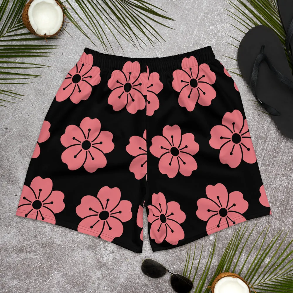Black Mogul Floral Men's Athletic Long Shorts