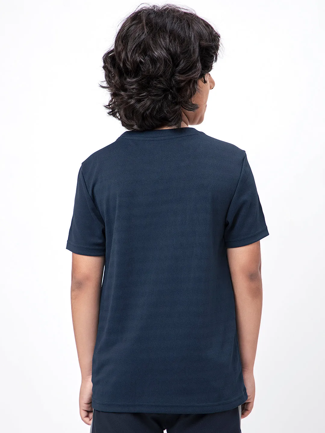 Boys Solid Slim Fit Crew Neck T-shirt with DOUBLE COOL