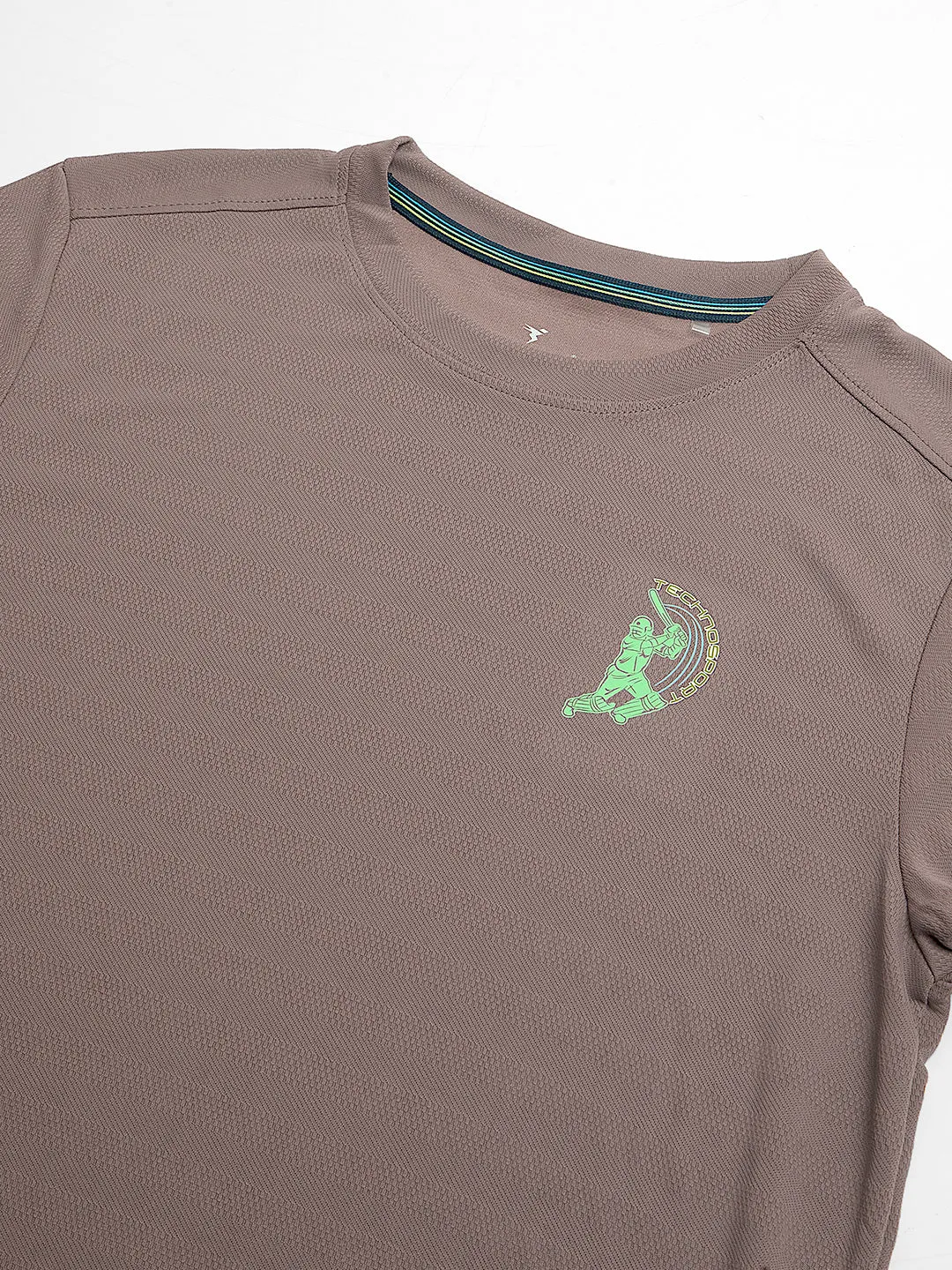 Boys Solid Slim Fit Crew Neck T-shirt with DOUBLE COOL