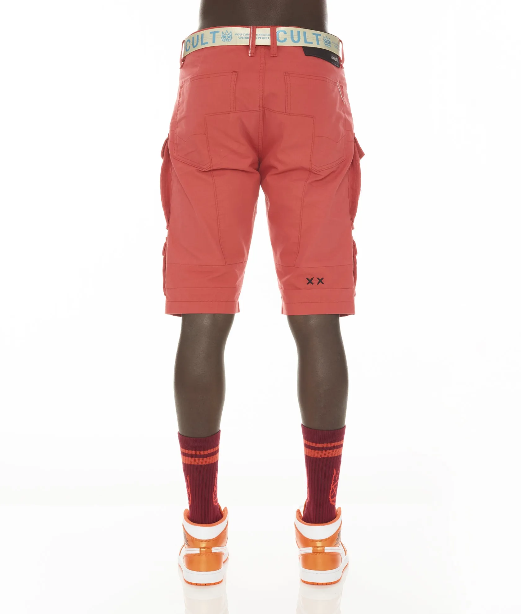 CARGO SHORT RIDGED /W BELT IN CORAL