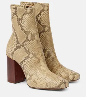 Chloe Ambre snake-effect leather ankle boots