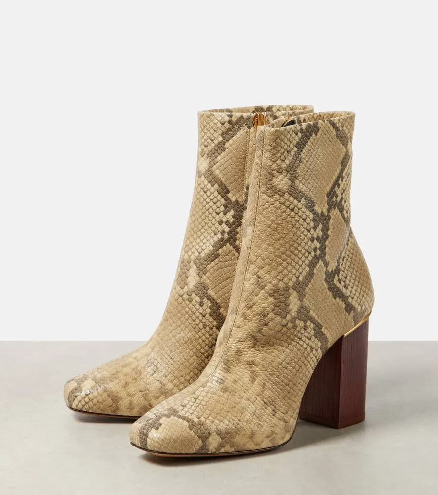Chloe Ambre snake-effect leather ankle boots