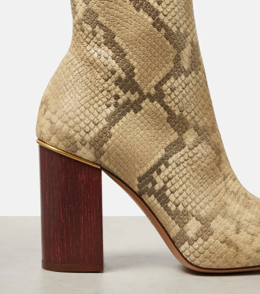Chloe Ambre snake-effect leather ankle boots