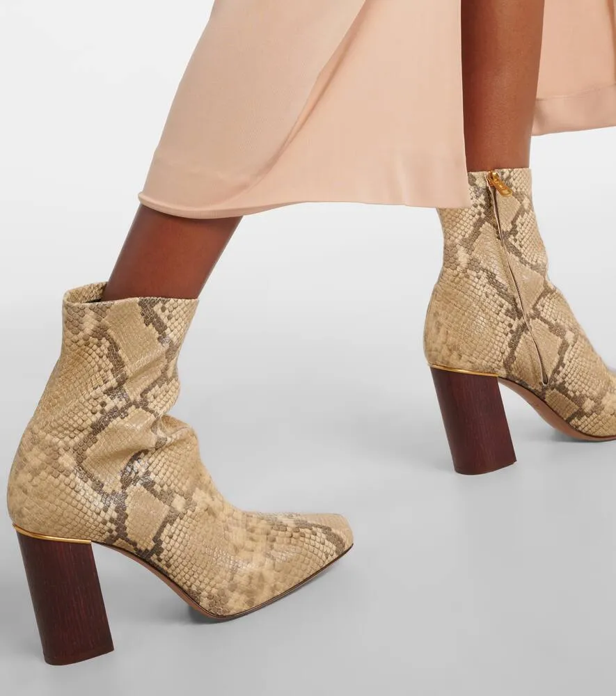 Chloe Ambre snake-effect leather ankle boots