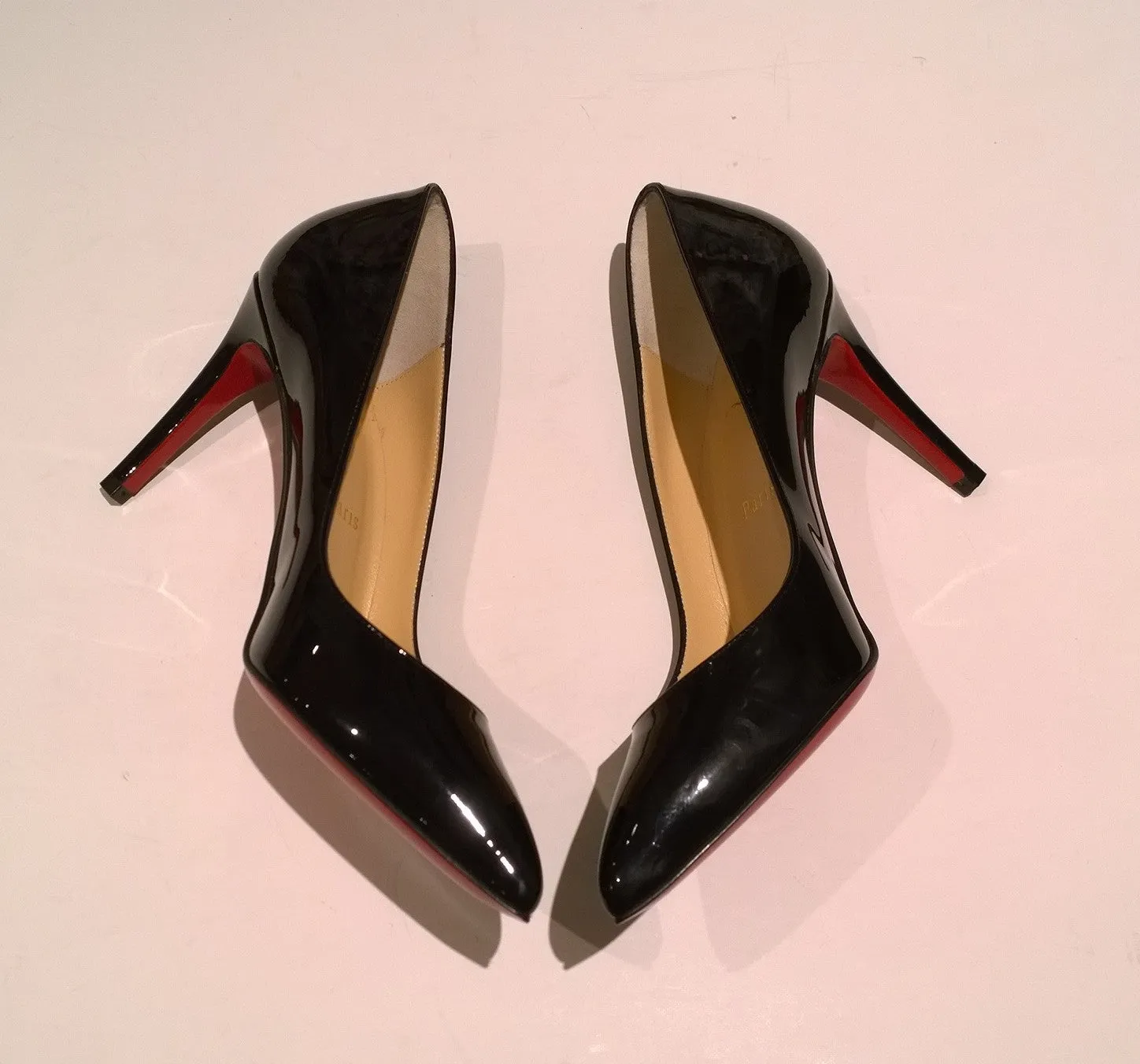 Christian Louboutin Pigalle 85 Black Patent Heels