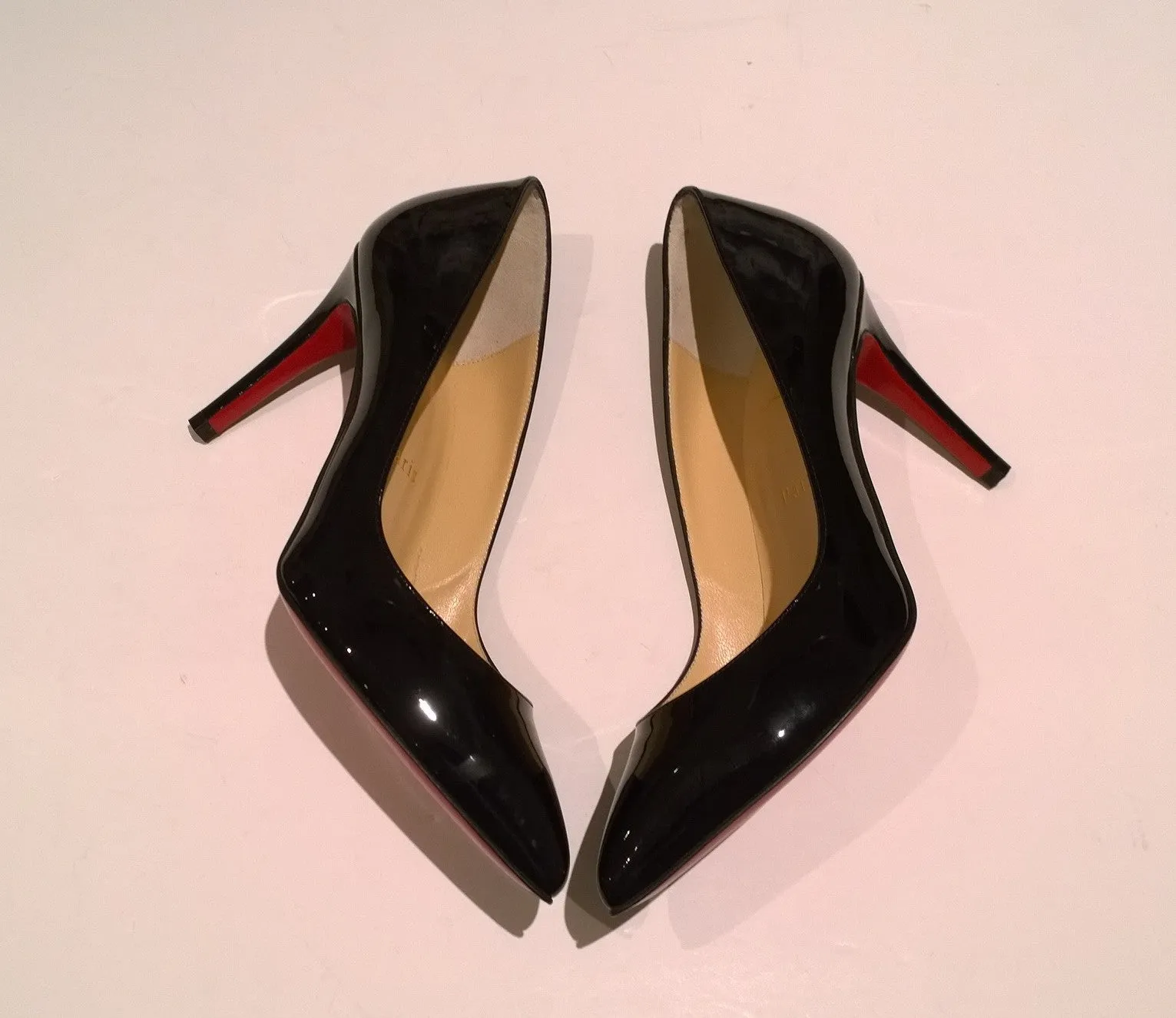 Christian Louboutin Pigalle 85 Black Patent Heels