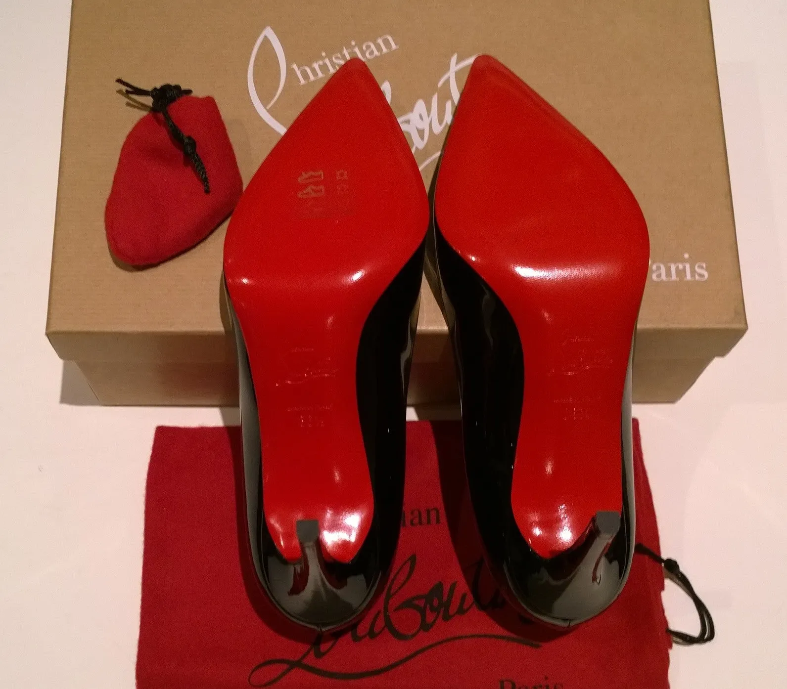 Christian Louboutin Pigalle 85 Black Patent Heels