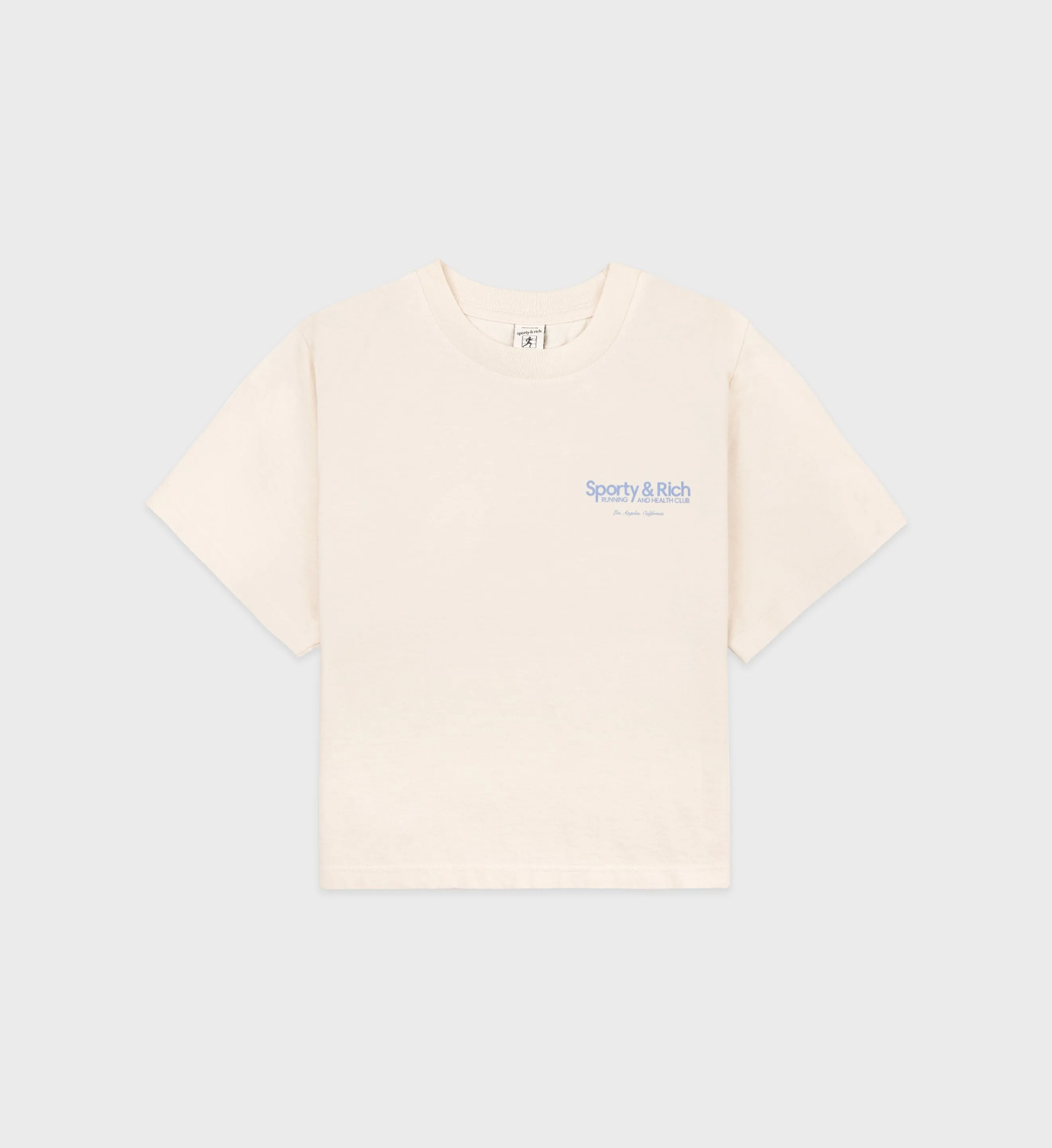 Club Logo Cropped Tee - Cream/Sky Blue