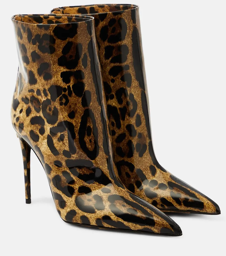 Dolce&Gabbana Lollo leopard-print leather ankle boots