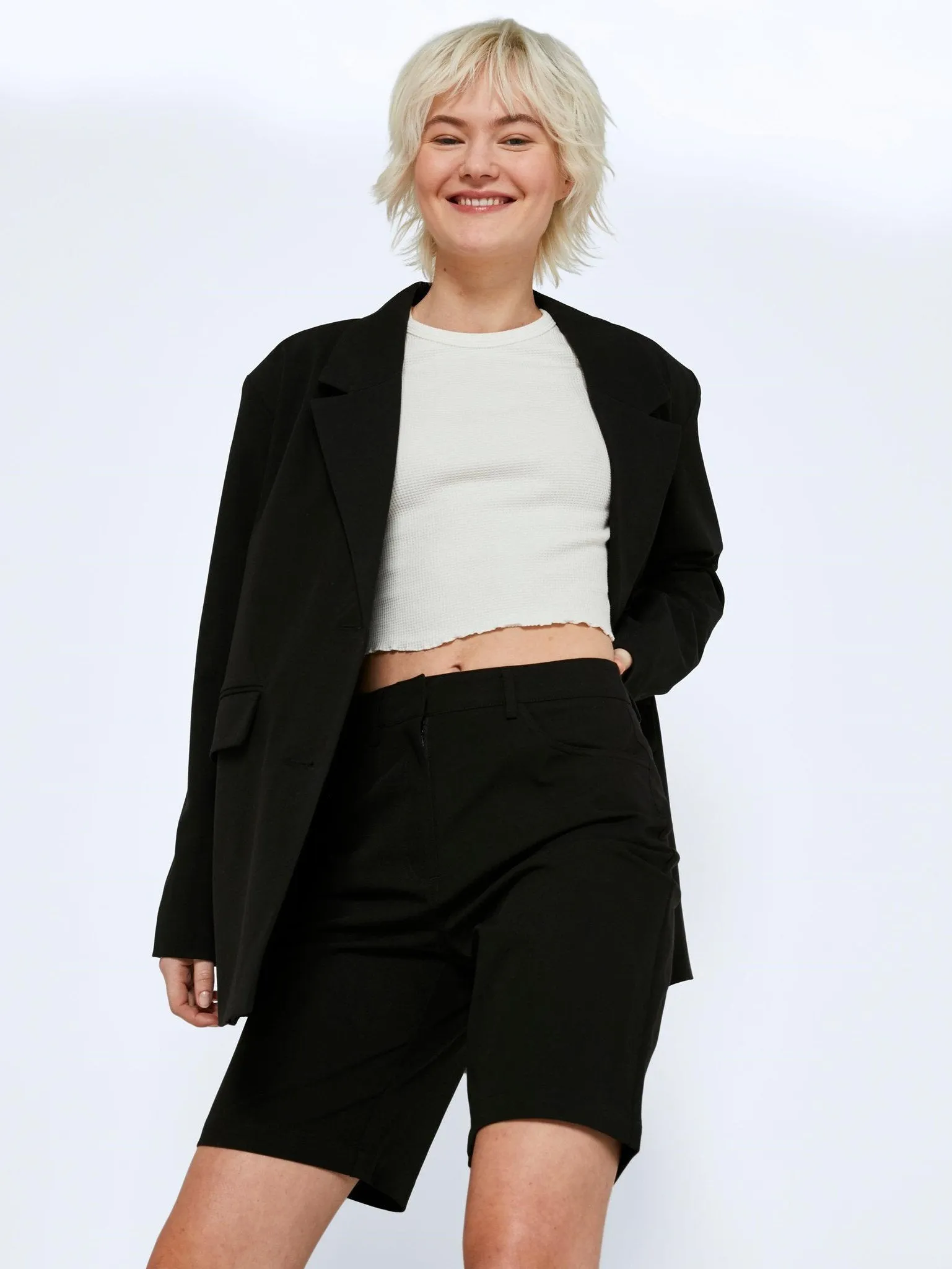 Drew High Waist Wide Shorts - Sort