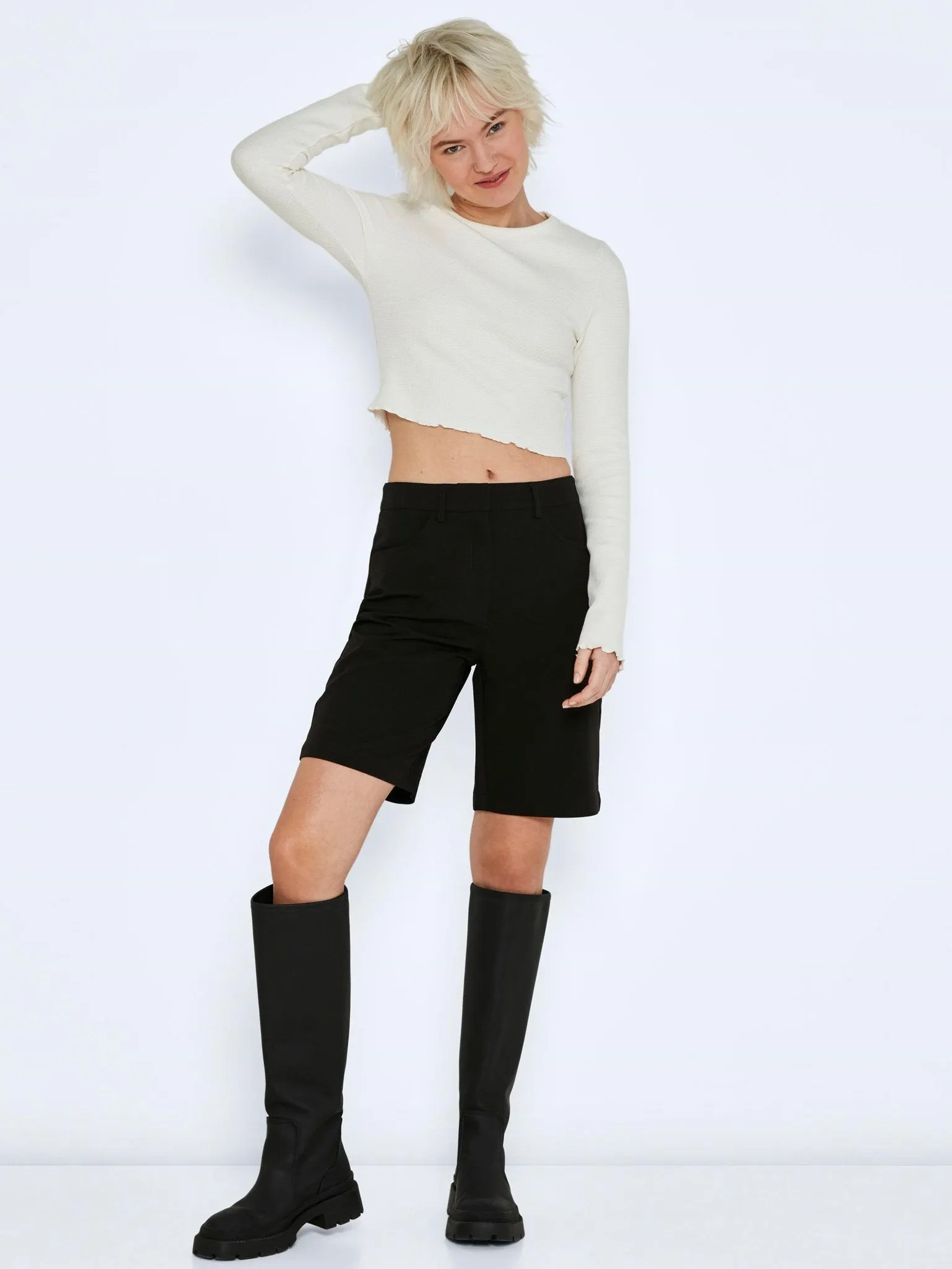 Drew High Waist Wide Shorts - Sort