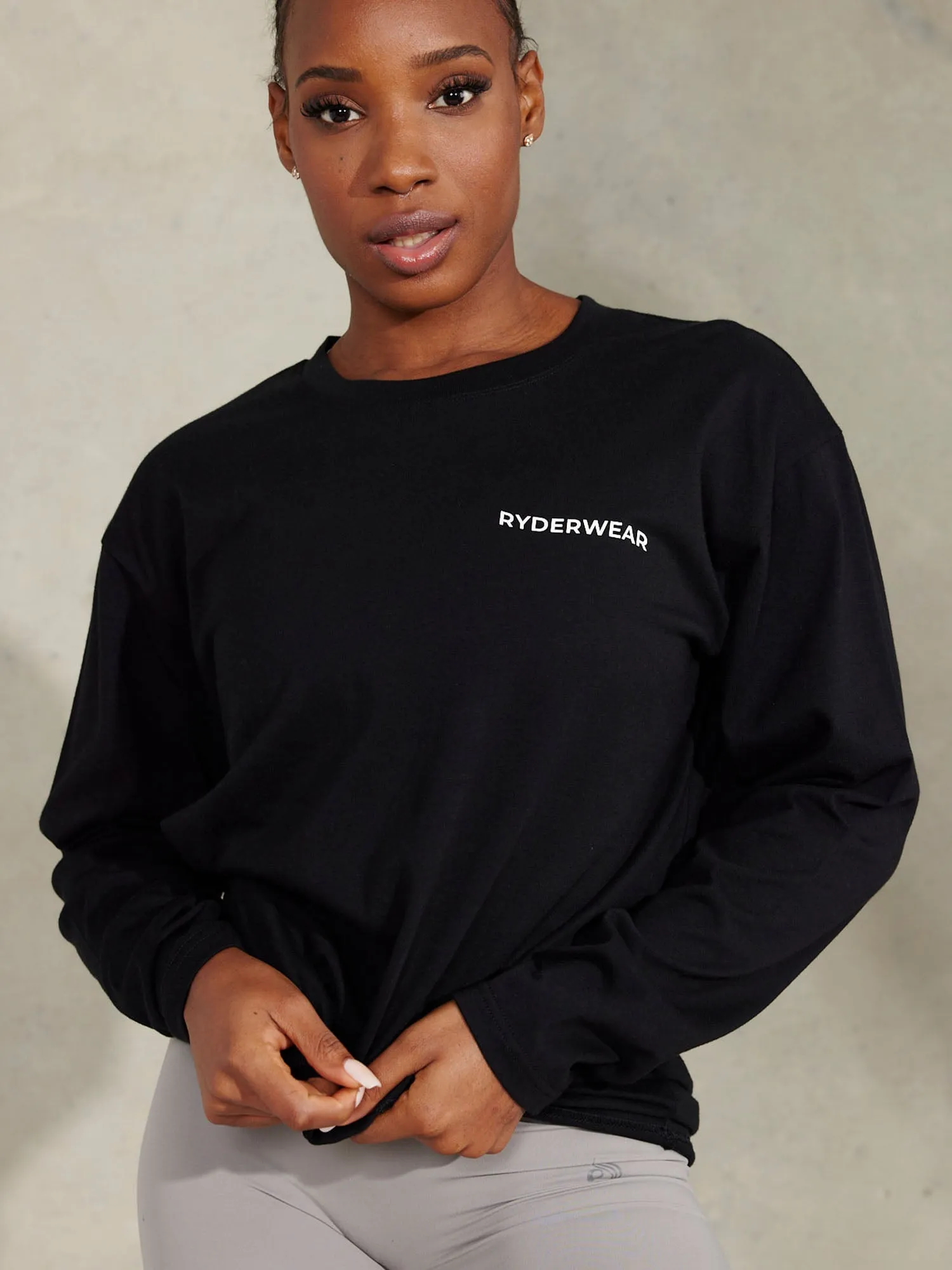 Embody Oversized Long Sleeve T-Shirt - Black