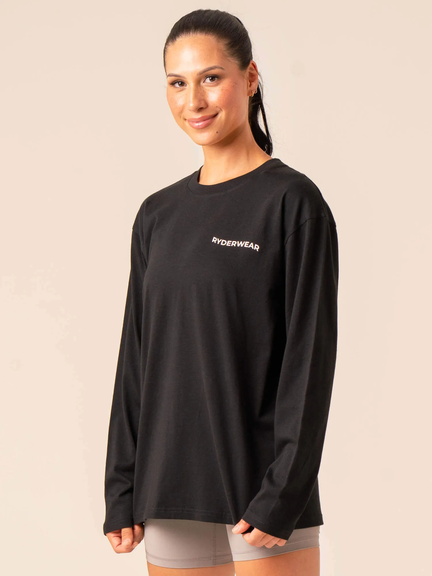 Embody Oversized Long Sleeve T-Shirt - Black