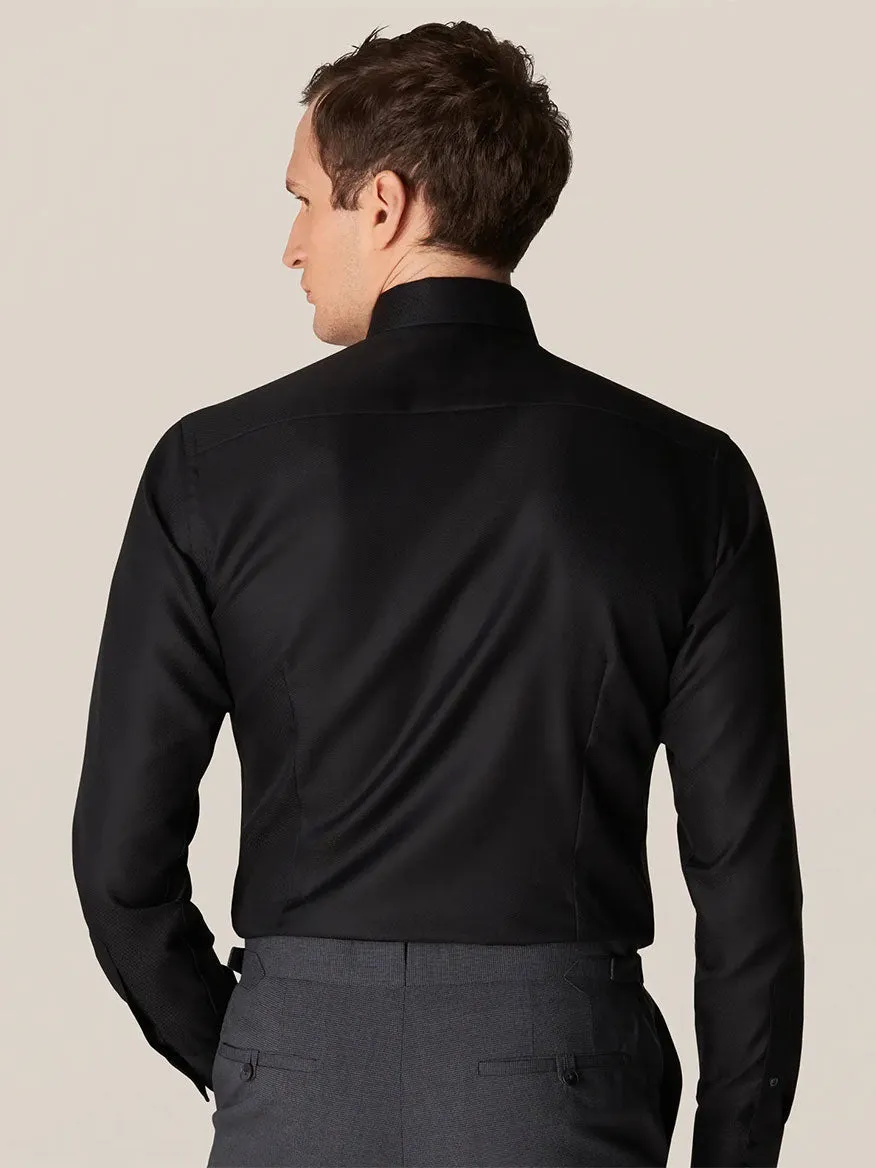Eton Slim Fit Black Textured Twill Dress Shirt