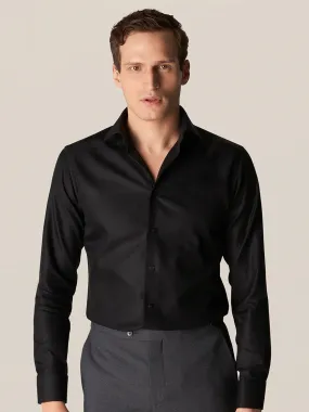 Eton Slim Fit Black Textured Twill Dress Shirt