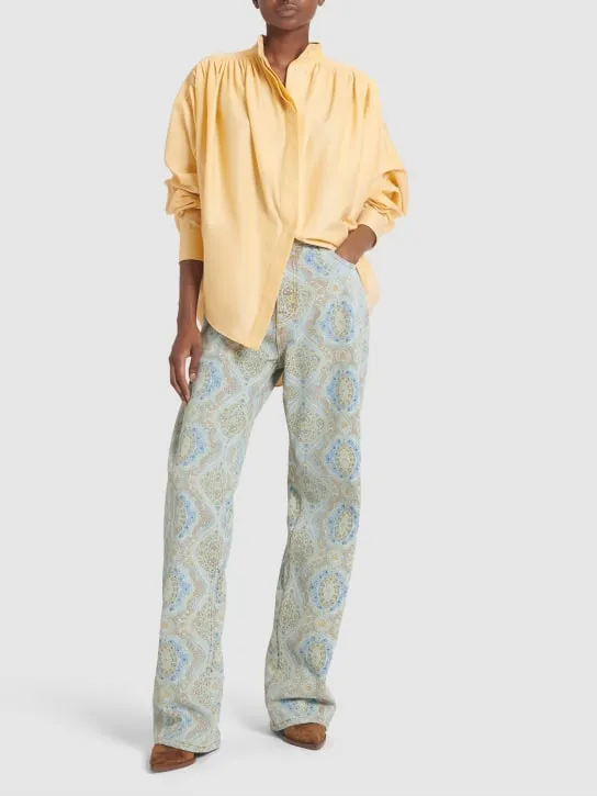 Etro   Draped cotton long sleeve shirt 