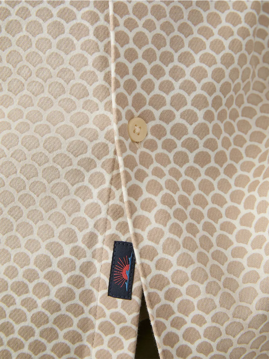 Faherty Brand Short-Sleeve Hermosa Shirt in Island Sand Fishscale