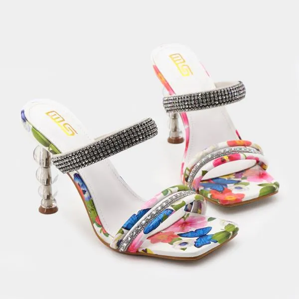 Faiza Double Strap Floral High Heel Sandals - 4 Colors