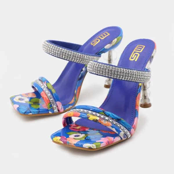 Faiza Double Strap Floral High Heel Sandals - 4 Colors