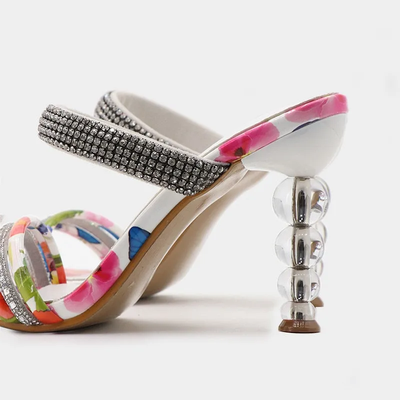 Faiza Double Strap Floral High Heel Sandals - 4 Colors