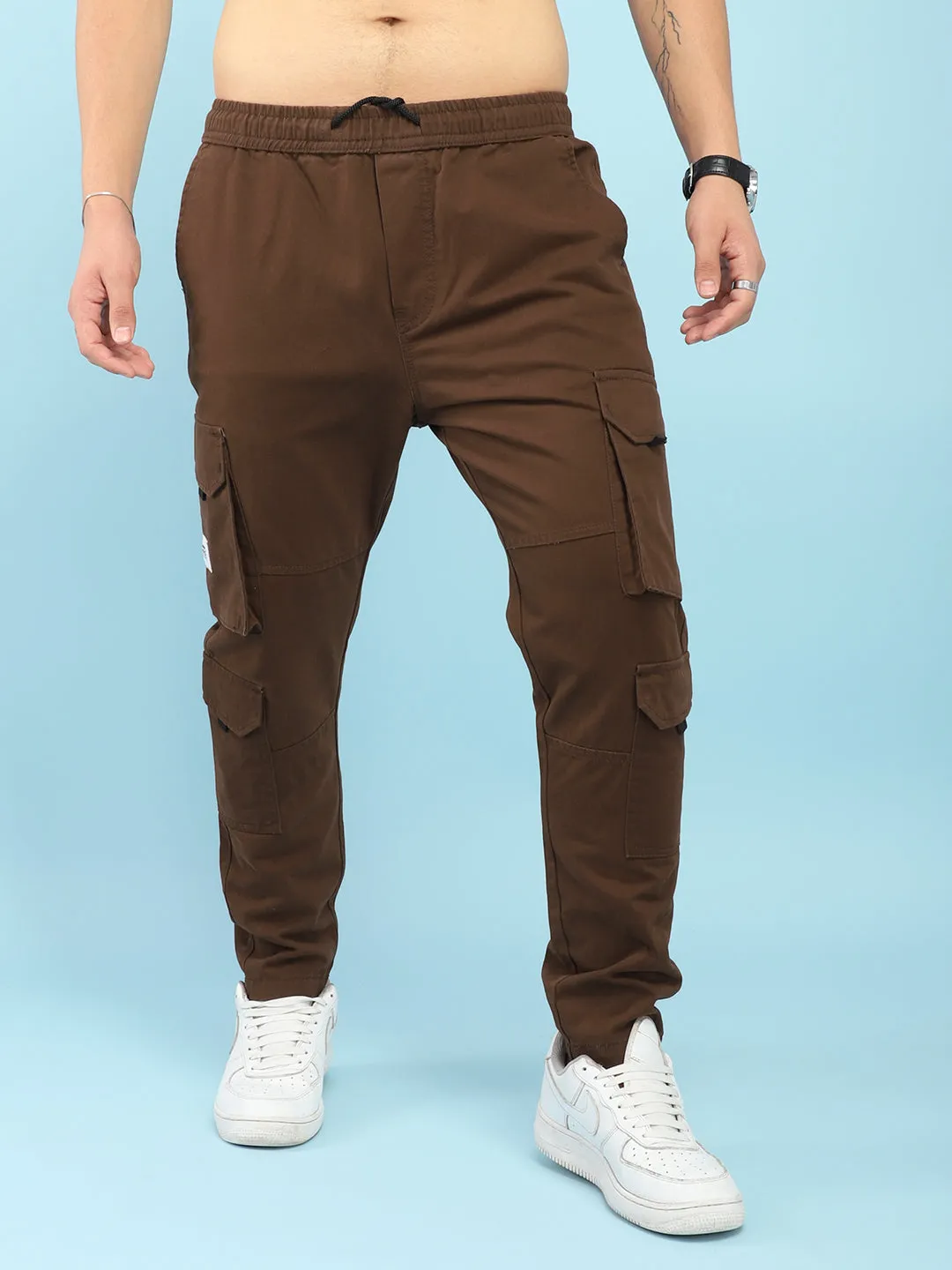 Fantacy Brown 8 Pocket Baggy Fit Denim Cargo