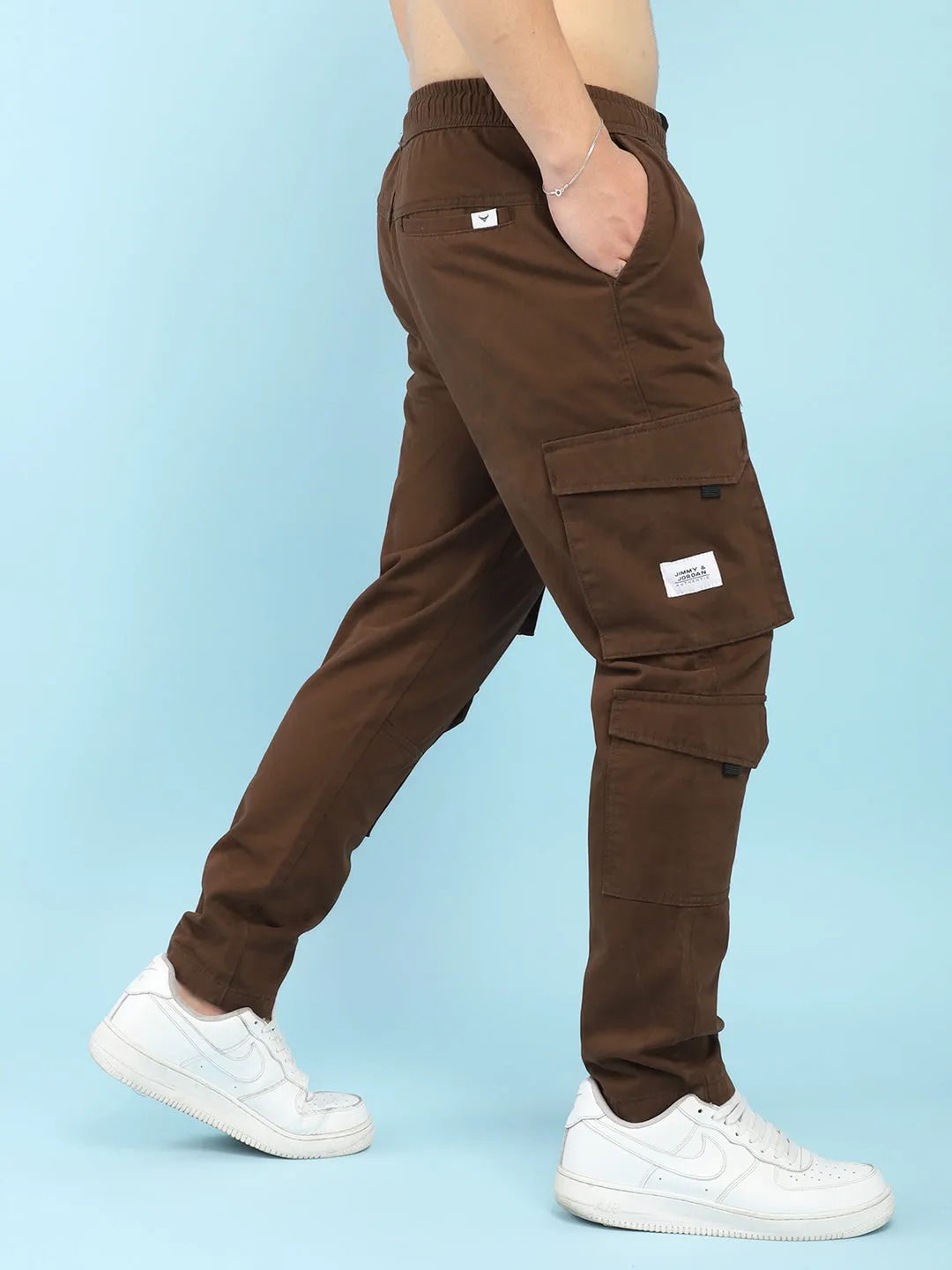Fantacy Brown 8 Pocket Baggy Fit Denim Cargo