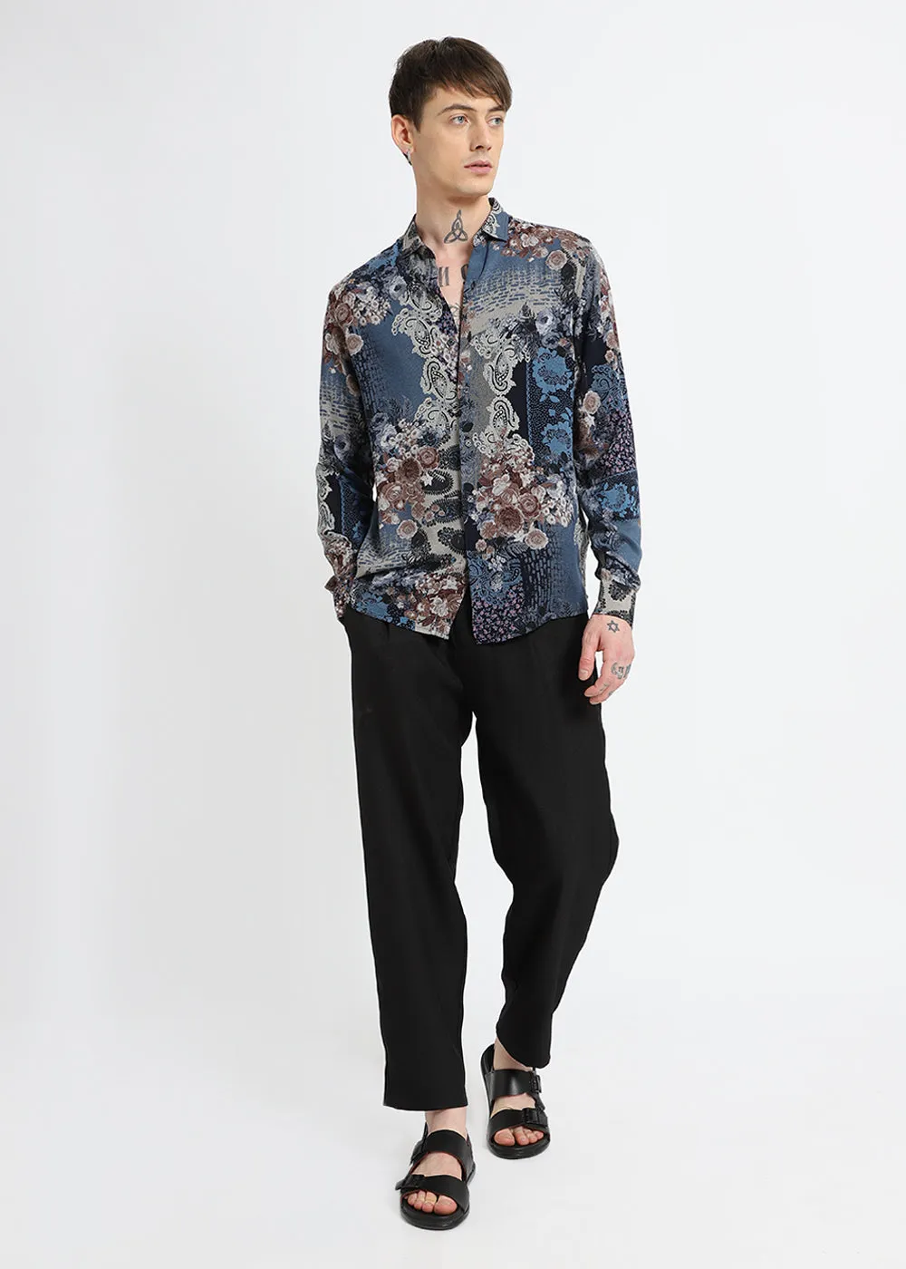 Florets Blue Feather shirt
