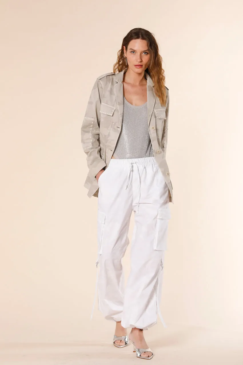 Francis pantalone cargo jogger donna in tencel con pattern camouflage relaxed