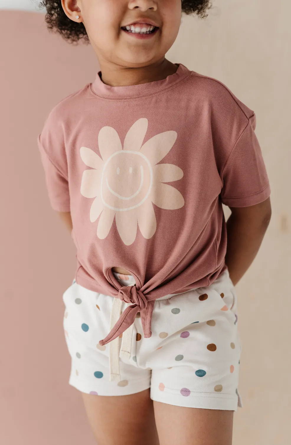 Girls Tie-Front Shirt - Retro Smiley