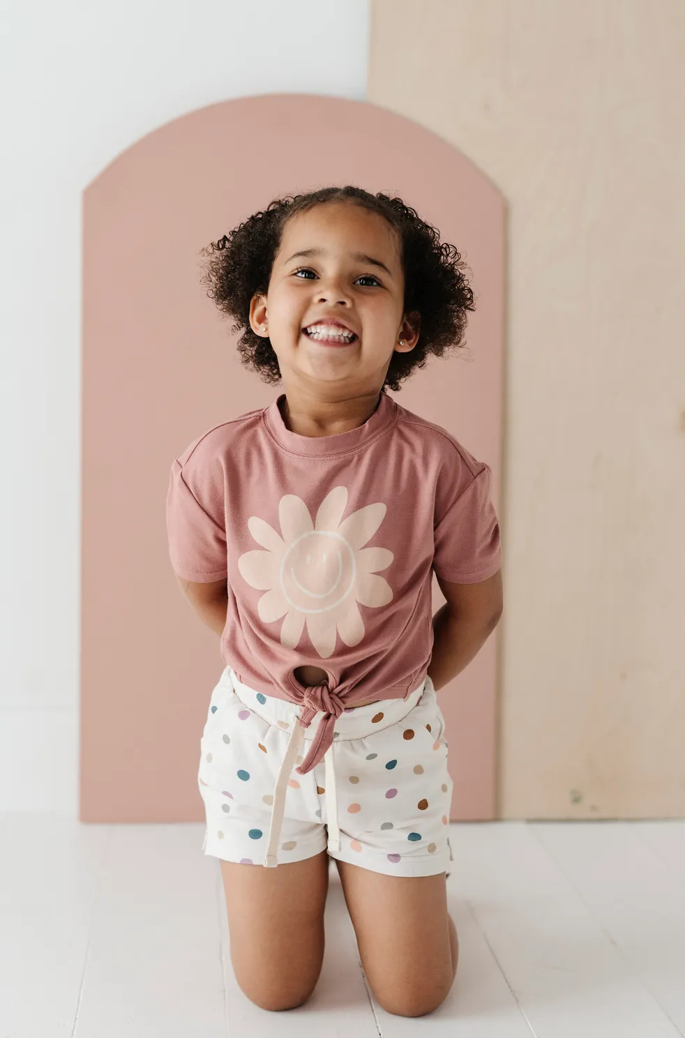 Girls Tie-Front Shirt - Retro Smiley