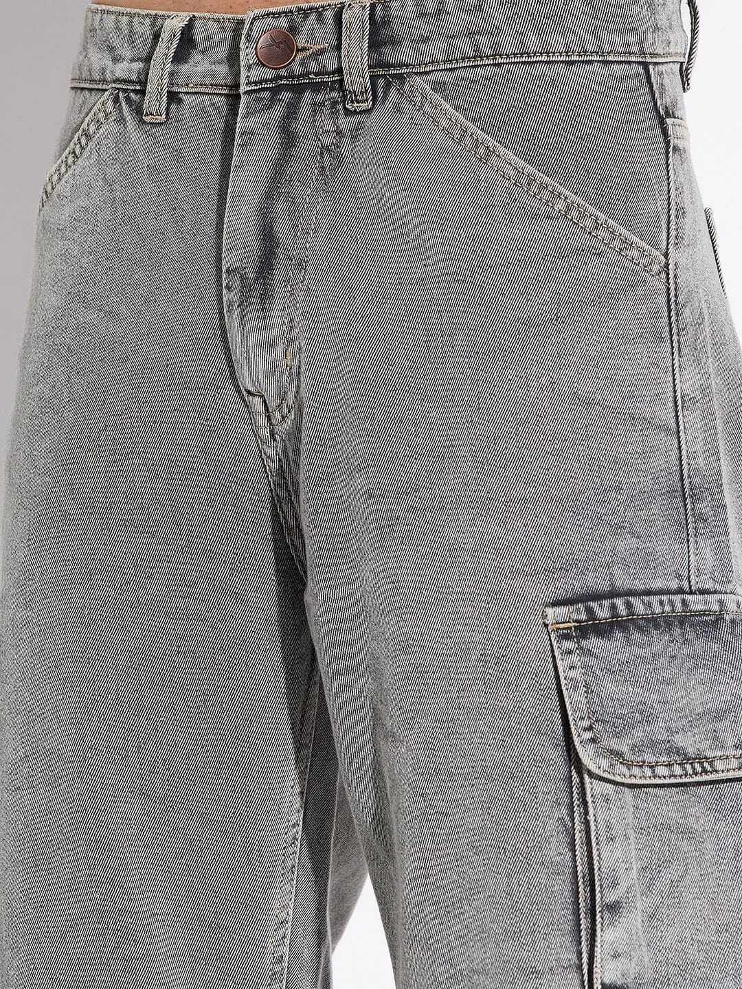 Grey Baggy Cargo Denim
