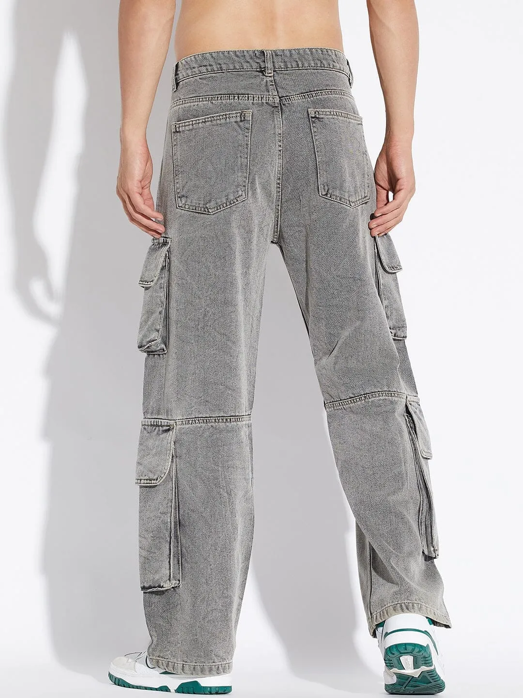 Grey Baggy Cargo Denim