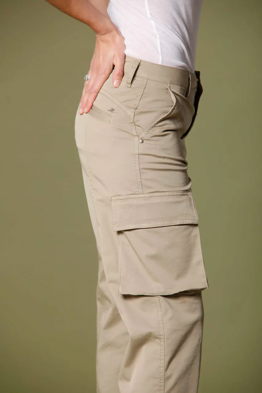 Havana pantalone cargo donna in gabardina relaxed