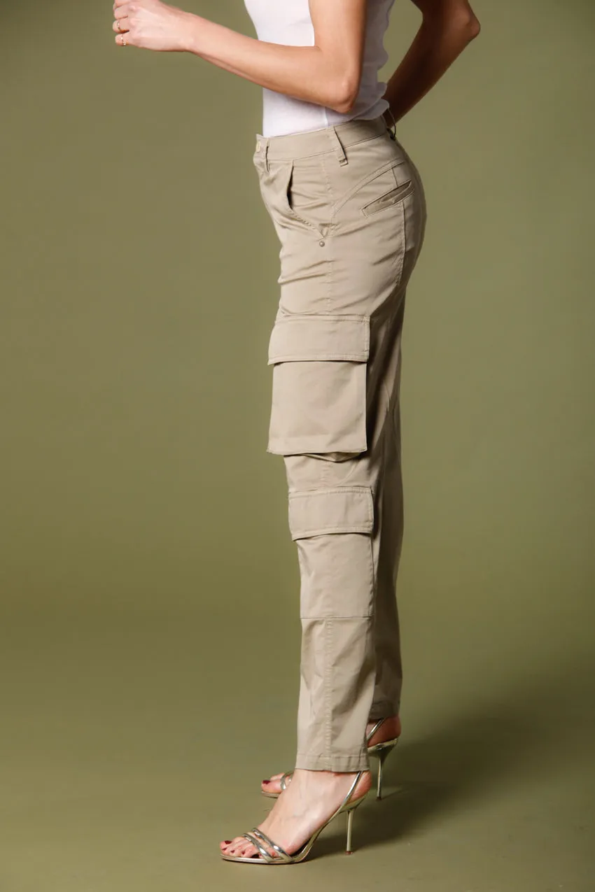 Havana pantalone cargo donna in gabardina relaxed