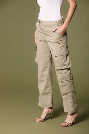 Havana pantalone cargo donna in gabardina relaxed