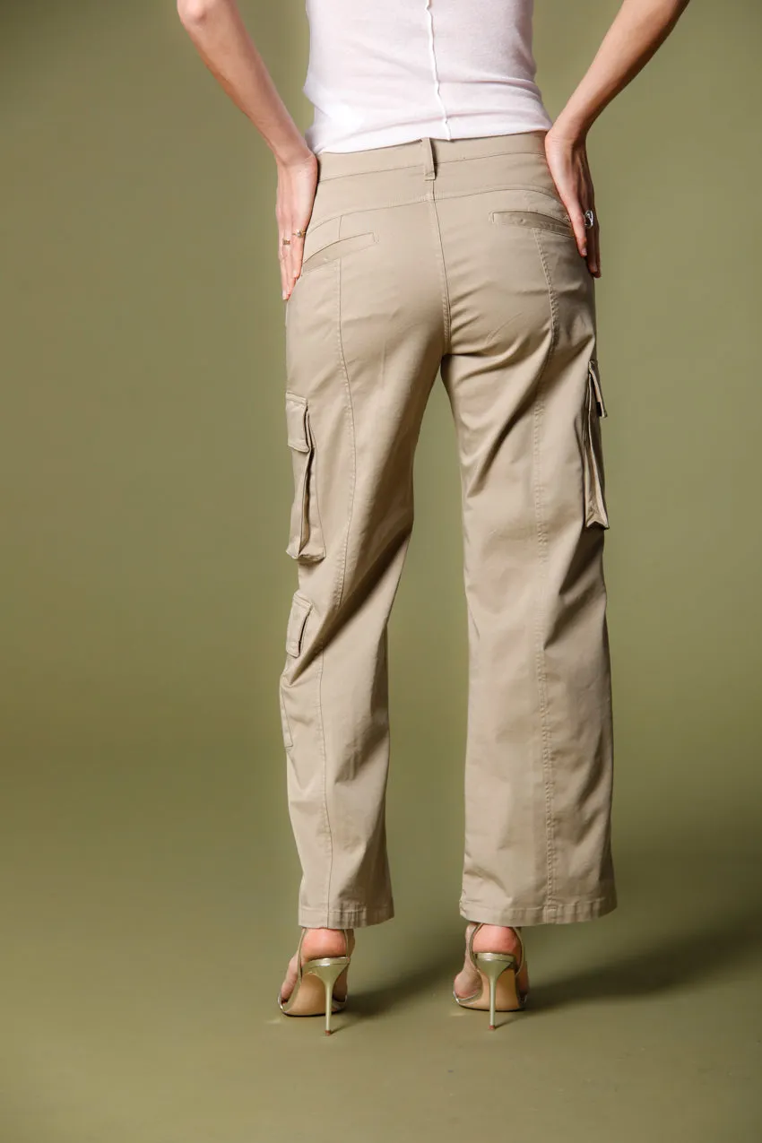 Havana pantalone cargo donna in gabardina relaxed