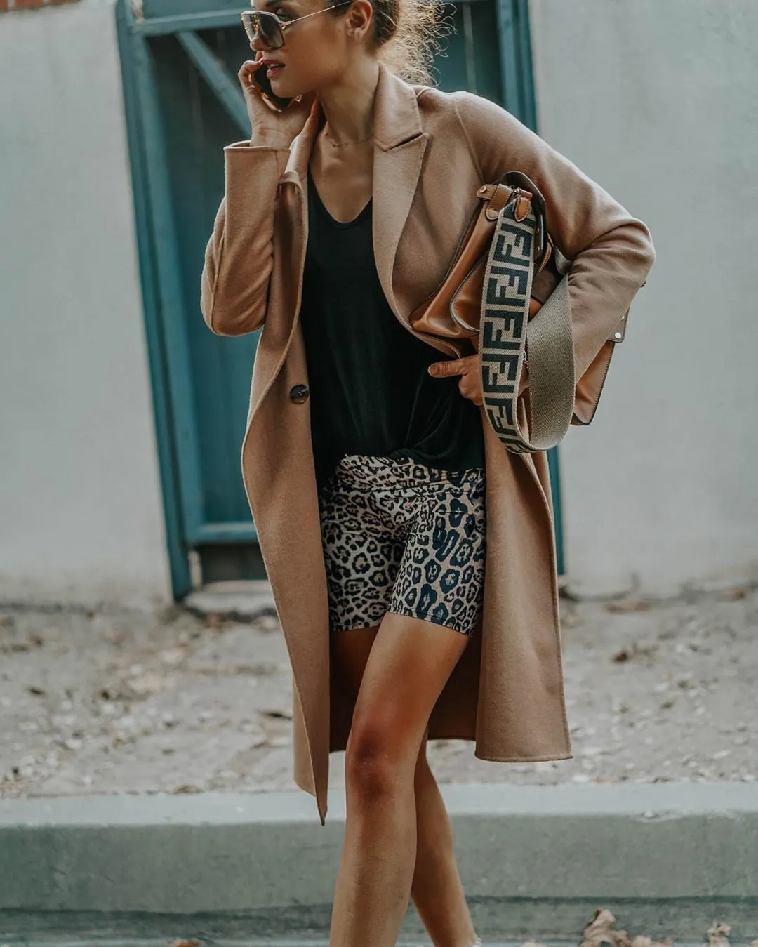 High Rise Biker Short -Leopard